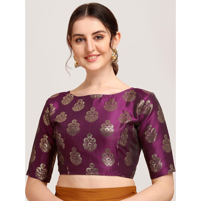 Oomph! Ethnic Motifs Woven Design Saree Blouse