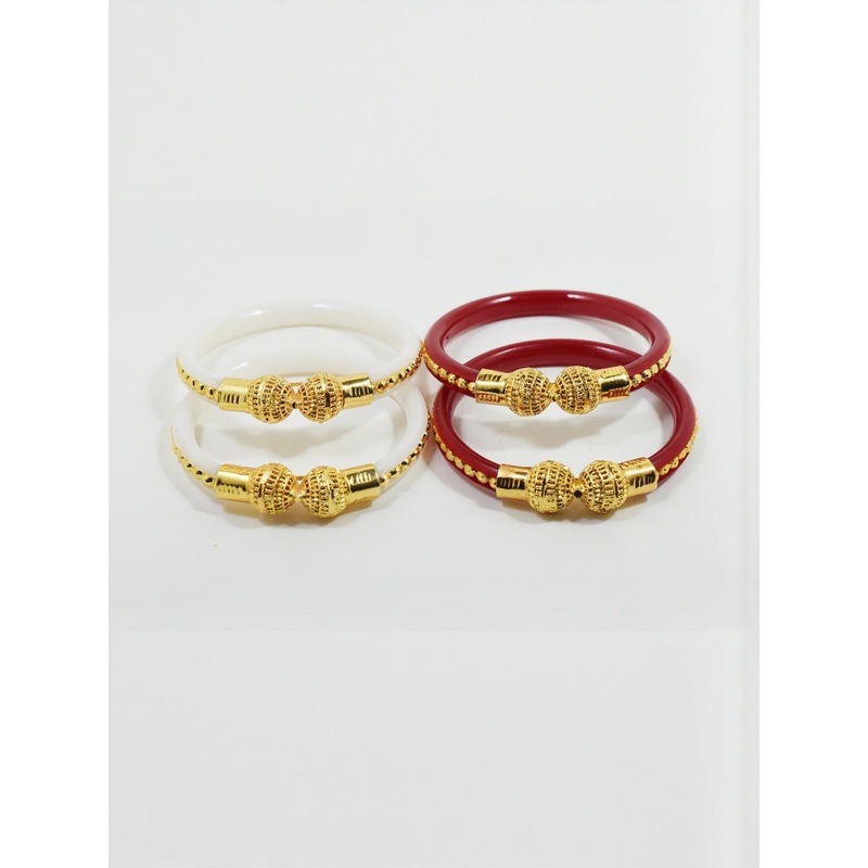 SATTIK Women Pack Of 4 Brass Gold-plated Ethnic Shakha Pola