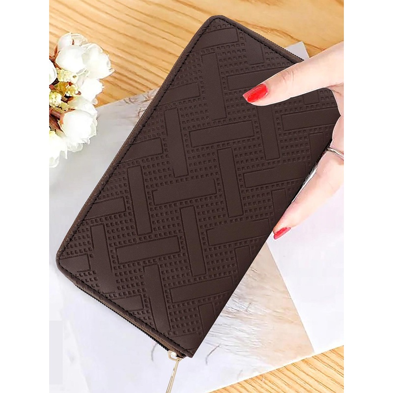 YESSBENZA Women Textured Zip Detail Zip Around Wallet