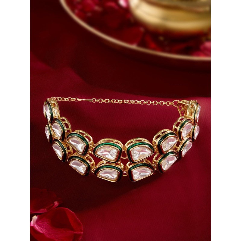 Zaveri Pearls Meenakari Gold-Plated Wraparound Bracelet