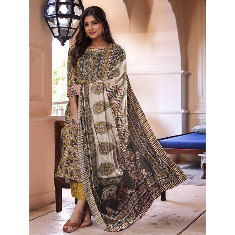 Aaghnya Women Ethnic Motifs Printed Regular Kurta with Trousers & Dupatta