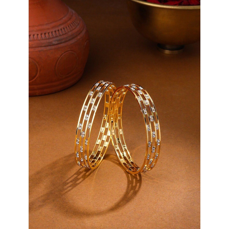 Anouk Set of 2 Gold-Plated CZ-Studded Bangles