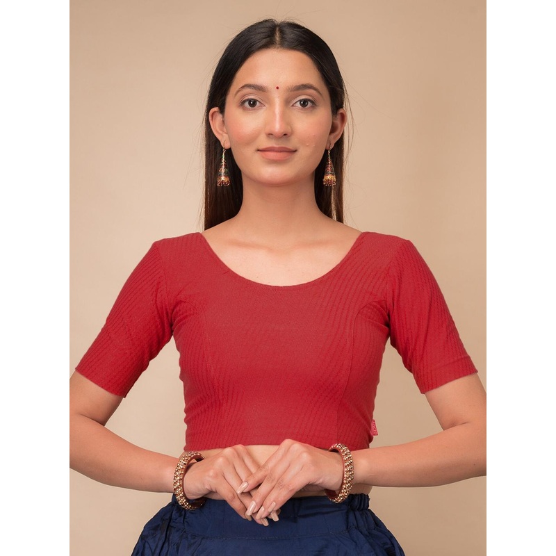 Bindigasm’s Advi Woven Design Cotton Stretchable Saree Blouse