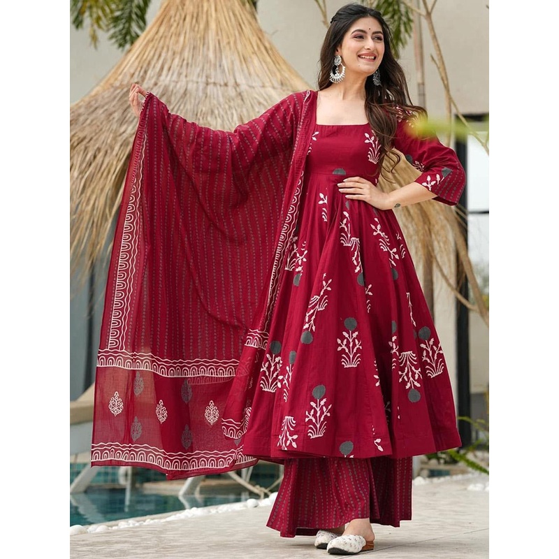 DIVASTRI Ethnic Motifs Printed Kurta With Trousers & Dupatta