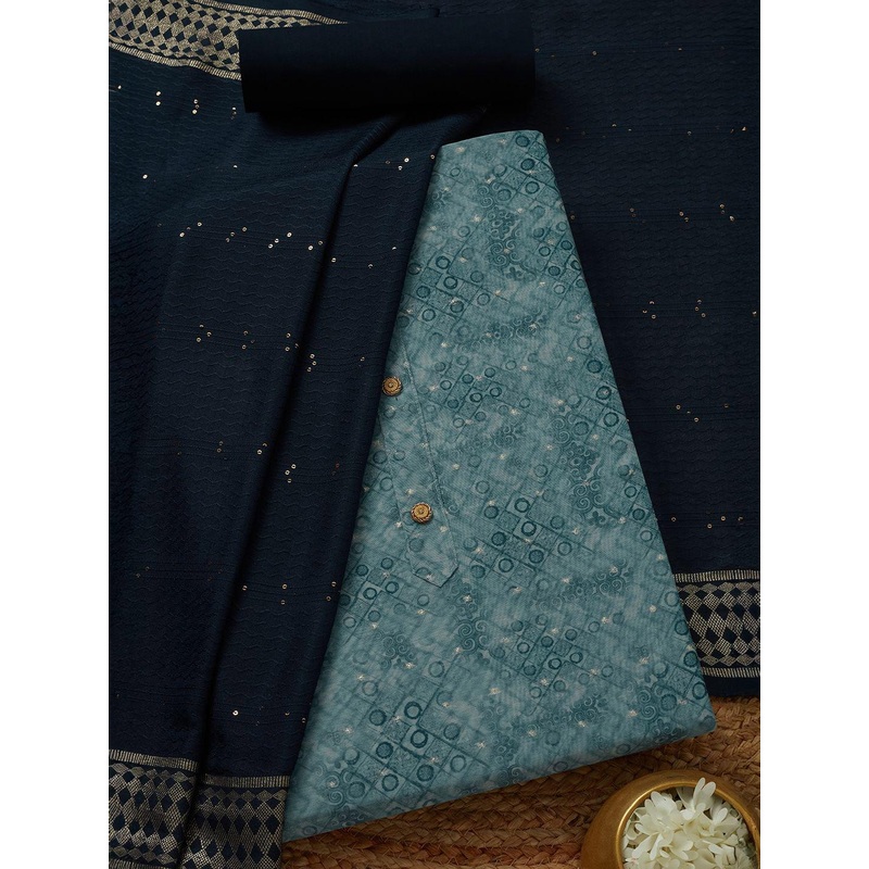 Soch Ethnic Motifs Printed Zari Chanderi Unstitched Dress Material