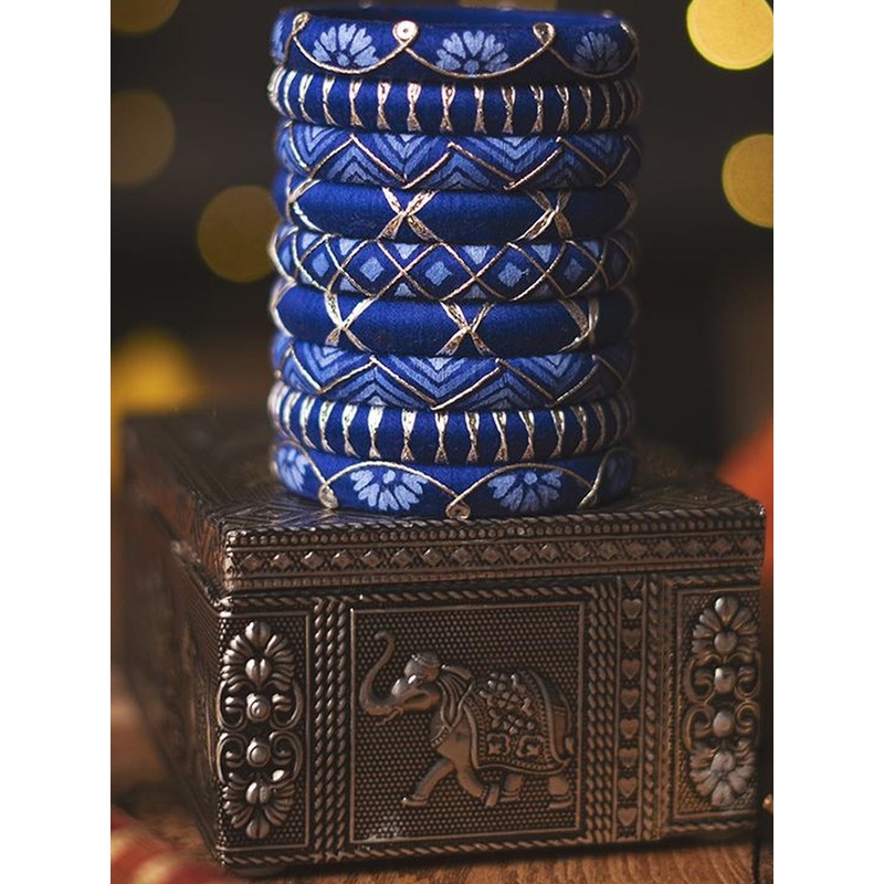 Taasha Craft Set Of 9 Zari Work Thread Bangles