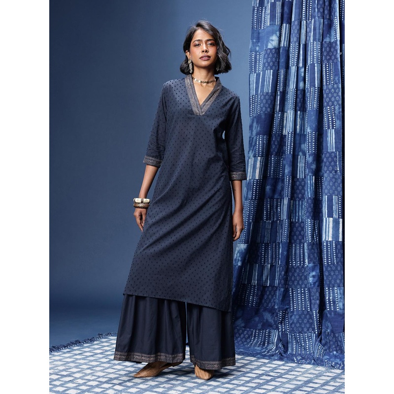 Taavi Dobby Woven Legacy Straight Kurta with Sharara