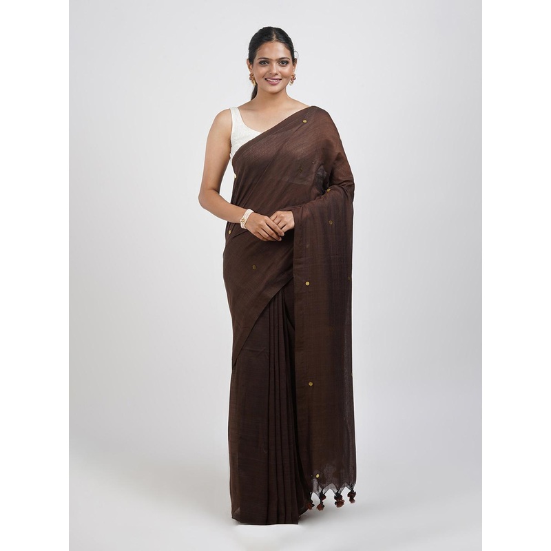 TEEJH Mirror Work Embellished Pure Cotton Saree