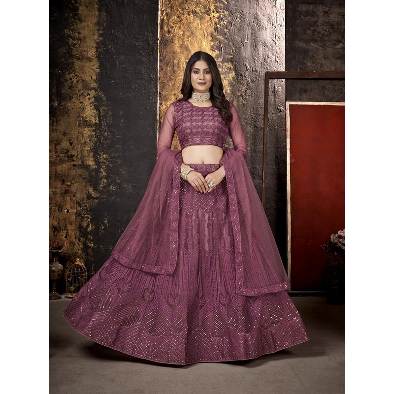 VARNI FABRICS Embroidered Semi-Stitched Lehenga & Unstitched Blouse With Dupatta