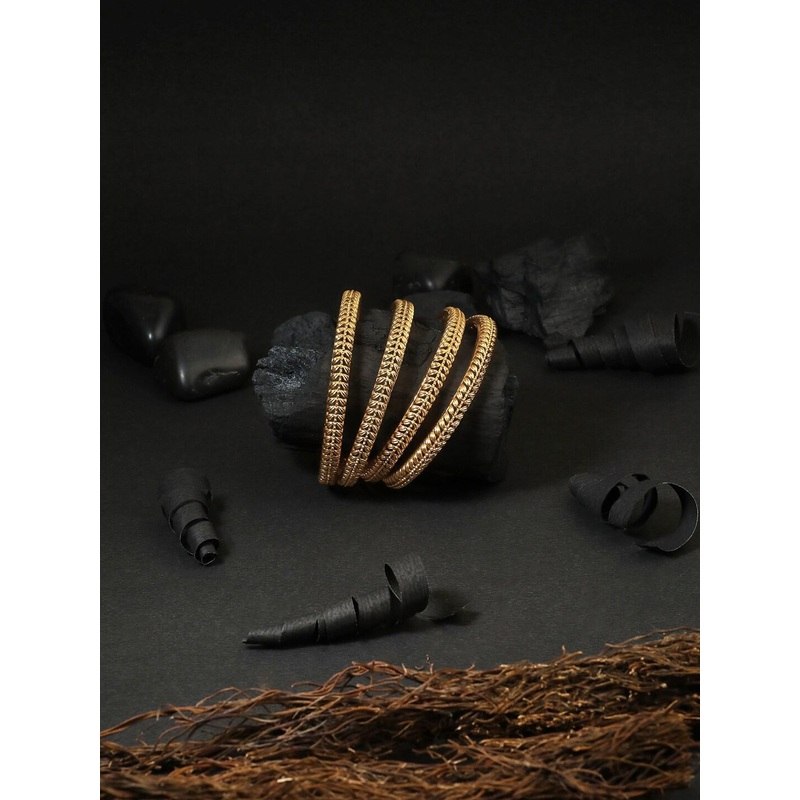 Adwitiya Collection 24 CT Gold-Plated Set Of 4 Bangles