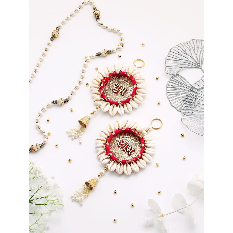 Archies Handmade Pink Shell Conch Subh Labh Wall Hangings