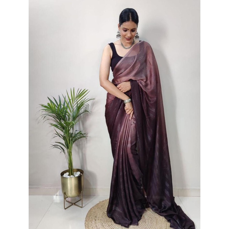 DIVASTRI Pure Chiffon Ready to Wear Jamdani Saree