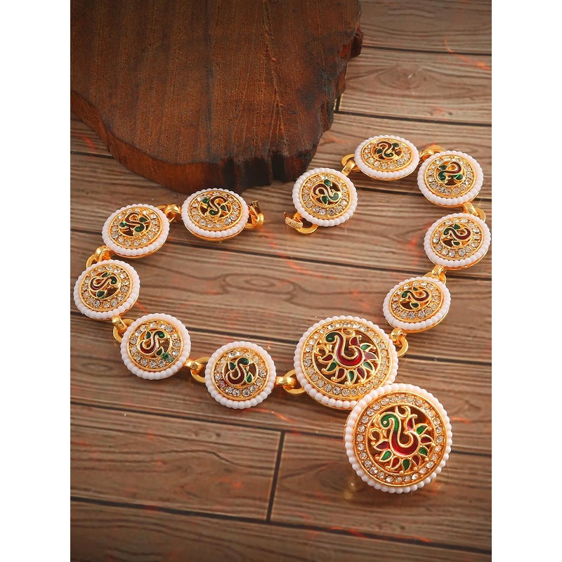 Jewar Mandi Gold-Plated AD-Studded Matha Patti