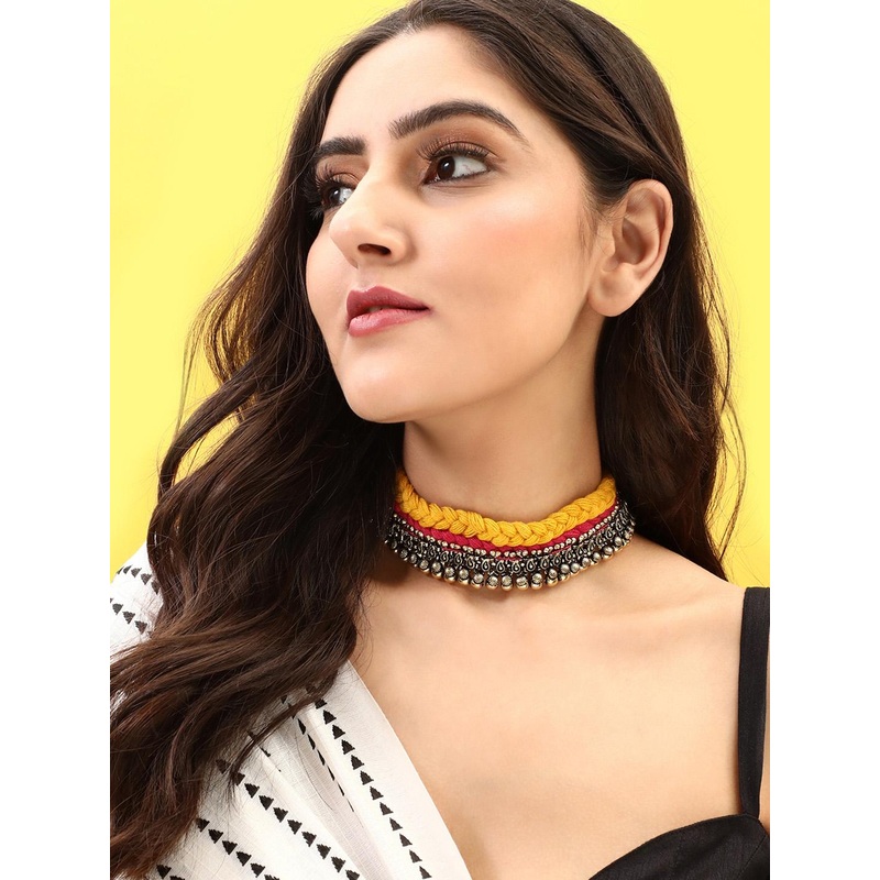 Rubans Antique Gold Toned Statement Antique Choker Necklace