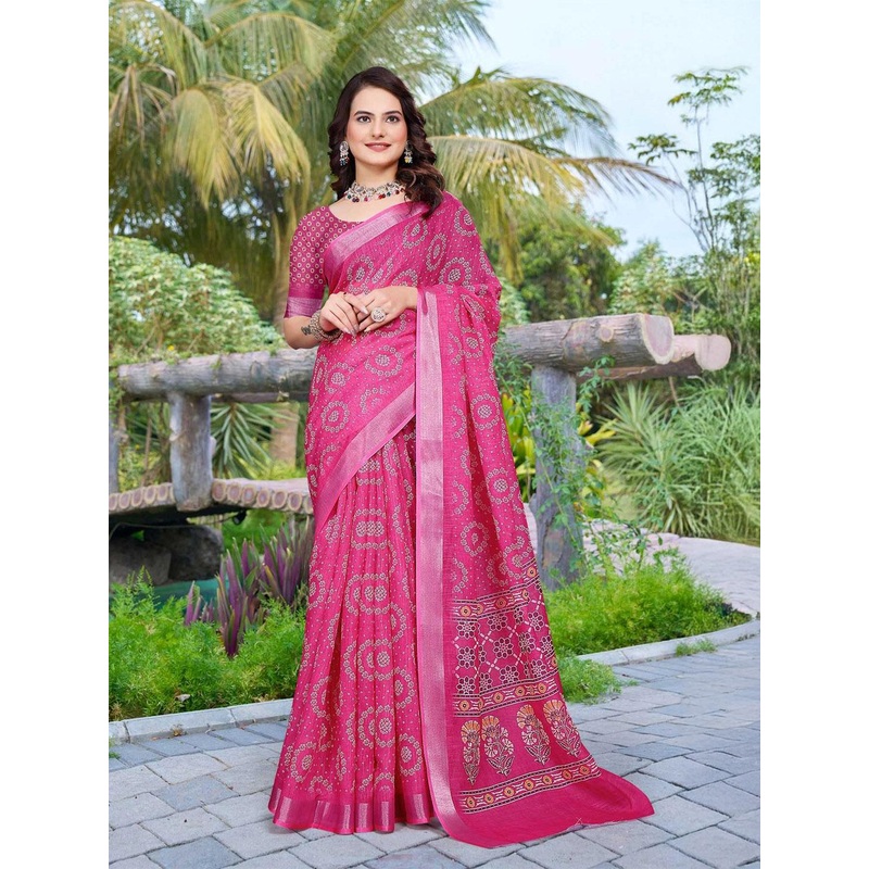 Sidhidata Bandhani Printed Zari Saree