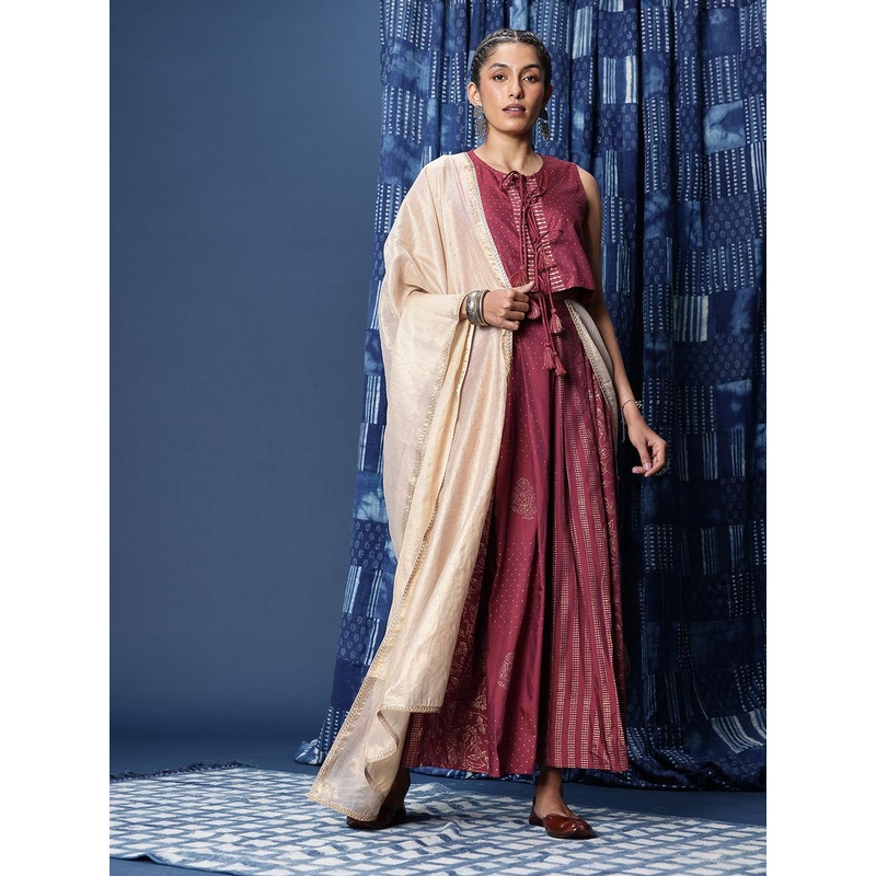 Taavi Festive Foil Printed Ready to Wear Lehenga & Blouse With Dupatta