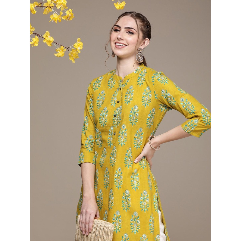 Anouk Women Green Ethnic Motifs Printed Summer Sheers Kurta
