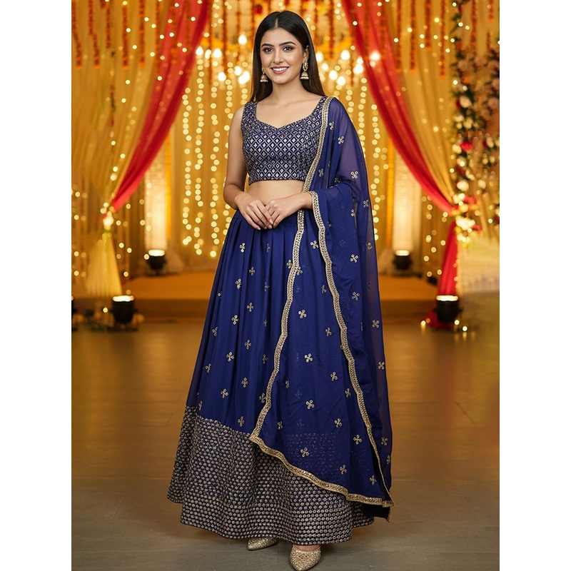 BAESD Embellished Sequinned Semi-Stitched Lehenga & Unstitched Blouse With Dupatta