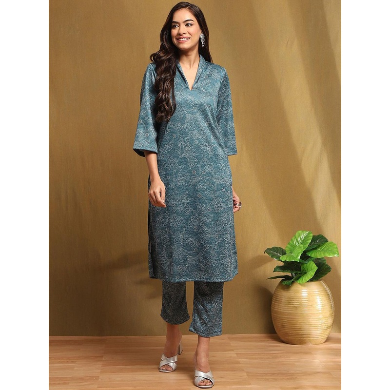 Biba Women Floral Printed Regular Kurta with Trousers