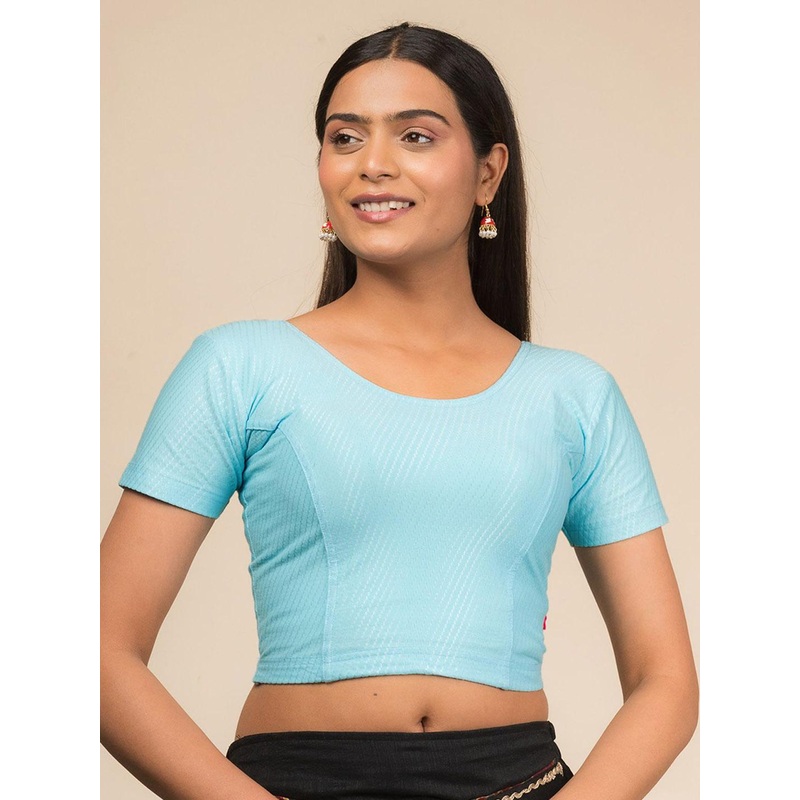 Bindigasm’s Advi Self Designed Texture Cotton Stretchable Slip On Saree Blouse