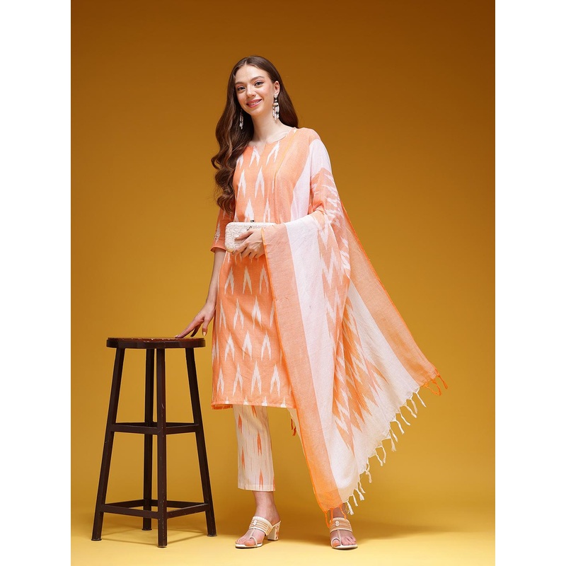 HERE&NOW Ikat Printed Cotton Kurta Set