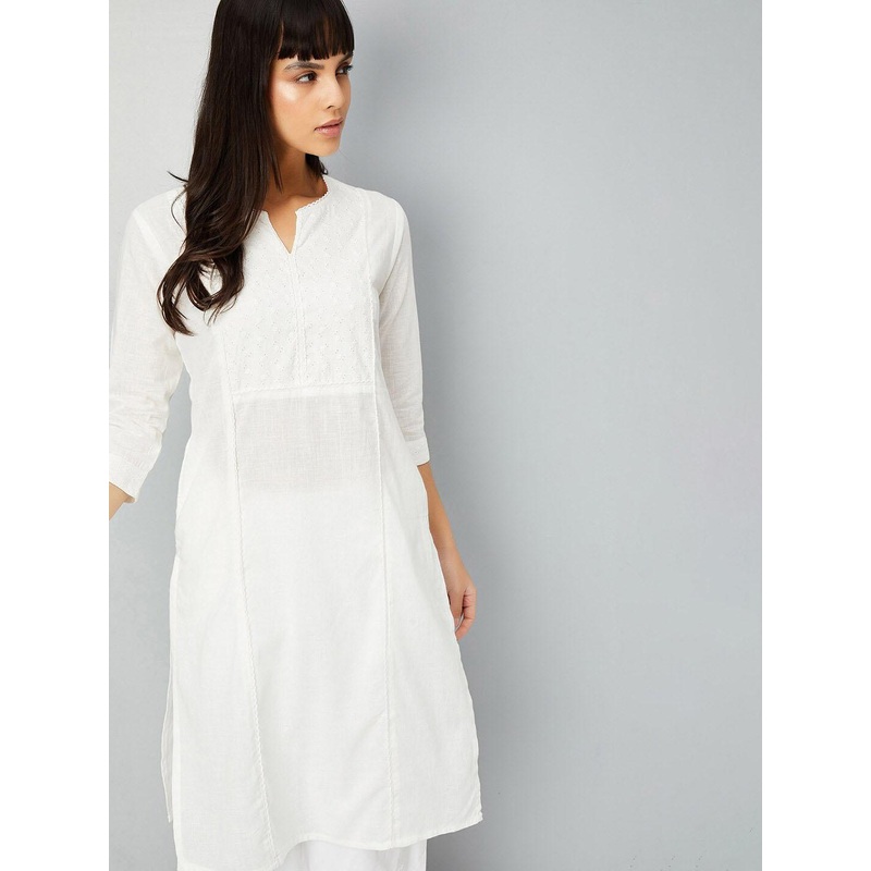 max Ethnic Motifs Yoke Design Thread Work Cotton Kurta