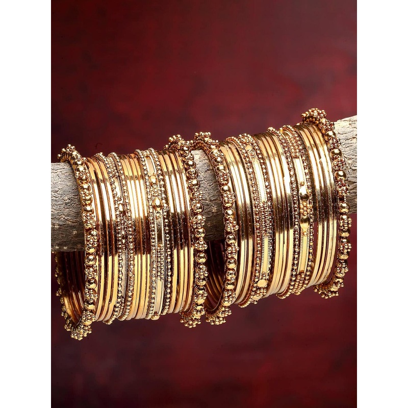 T4 JEWELS Set Of 40 Gold-Plated Beaded Bangles