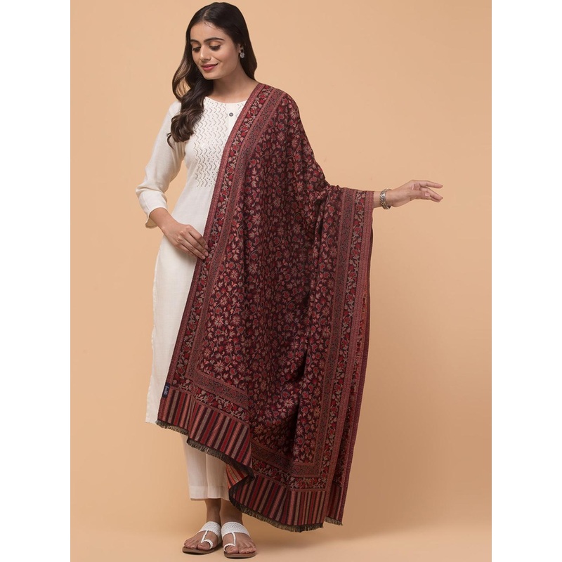 Tweedle Kashmiri Floral Woven Design Woollen Kani Shawl