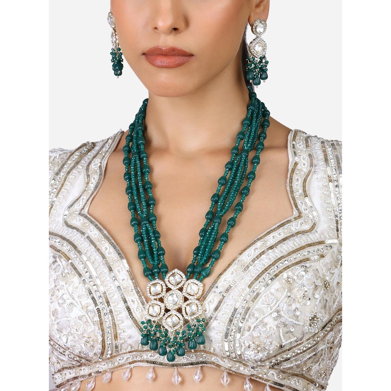 Zaveri Pearls Gold-Plated AD Beaded Jewellery Set