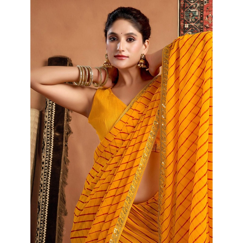 all about you Leheriya Sequinned Pure Georgette Saree