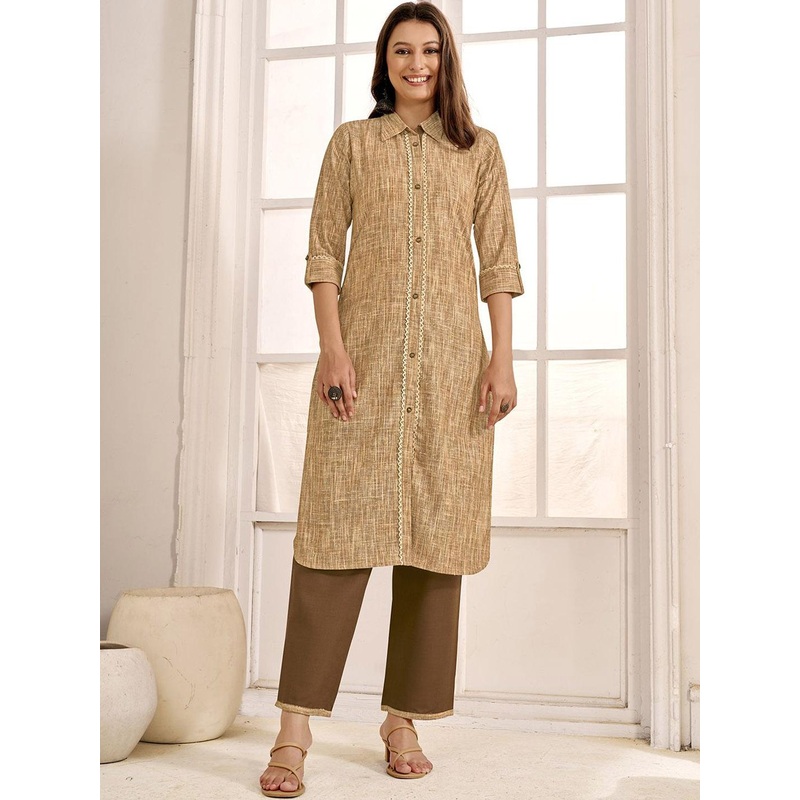 Anouk Woven Design Pure Cotton Top with Palazzo