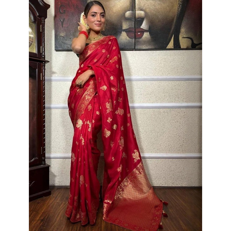 HERE&NOW Ethnic Motifs Zari Silk Blend Saree