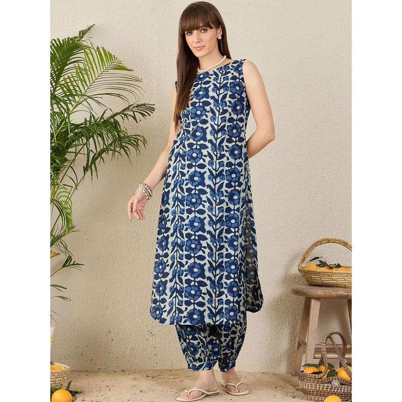 Indo Era Women Printed Regular Pure Cotton Kurta with Salwar
