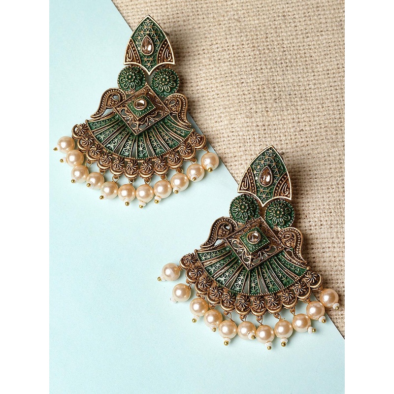 KARATCART Gold-Plated Contemporary Chandbali Earrings