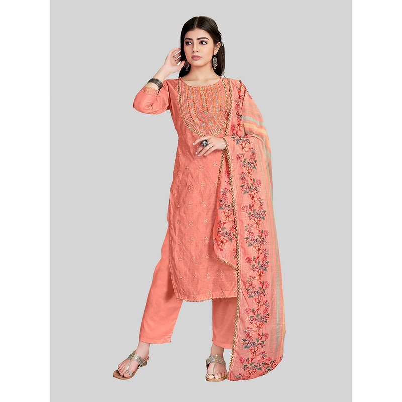 TAVAS Floral Embroidered Gotta Patti Unstitched Dress Material