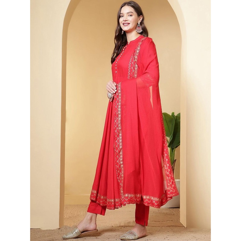 Anouk Rustic  Women Ethnic Motifs Printed Regular Kurta & Trousers With Dupatta