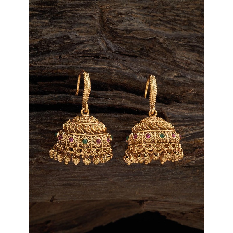 Kushal’s Fashion Jewellery Gold-Plated Dome Shaped Jhumkas