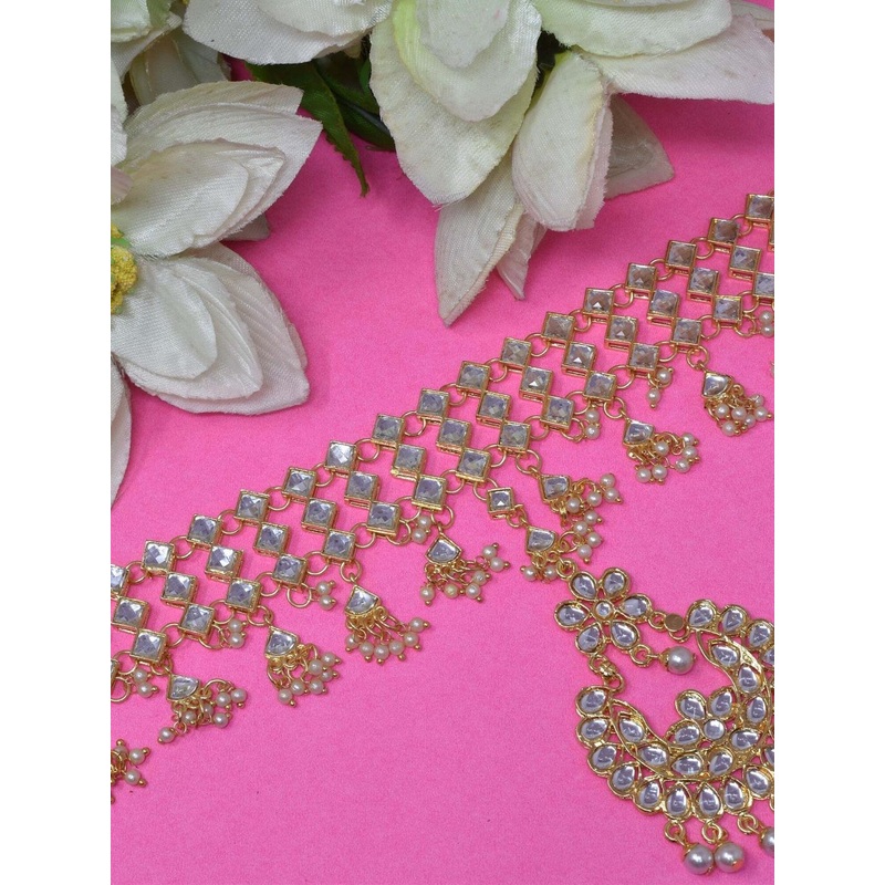 MEIRA JEWELLERY Artificial Stones Studded Matha Patti Head Jewellery