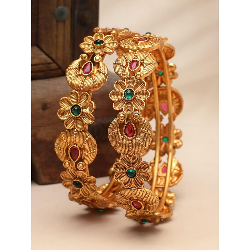 Sukkhi Set Of 2 Gold-Plated Bangle
