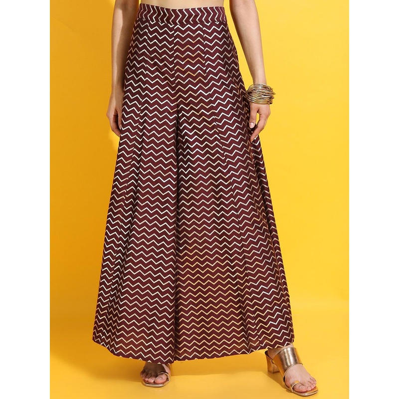 Vishudh Women Charming Maroon Ethnic Motifs Palazzos