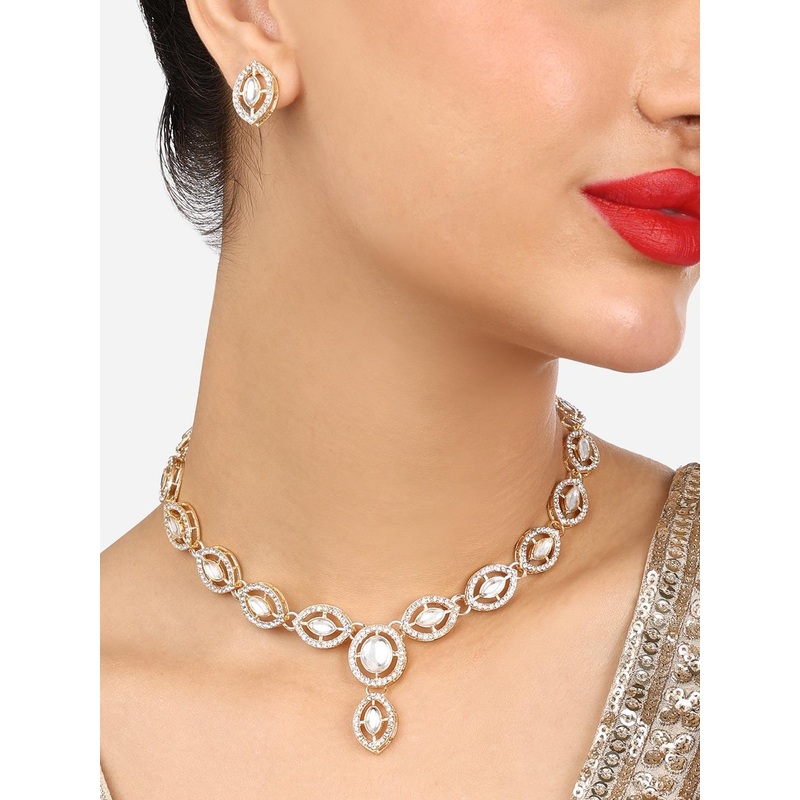 Zaveri Pearls Gold-Plated Austrian Diamonds Stone-studded Jewellery Set