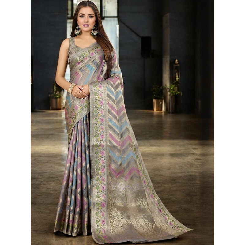 all about you Woven Design Zari Organza Banarasi Saree