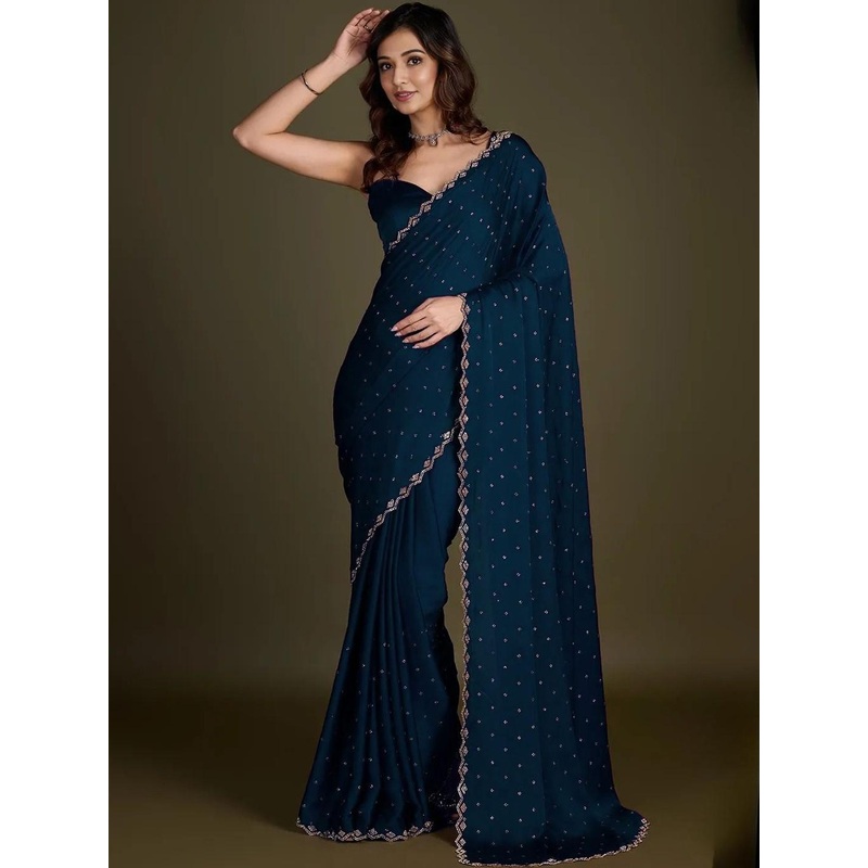 ANJANI TEXTILE Embellished Beads & Stone Party Saree