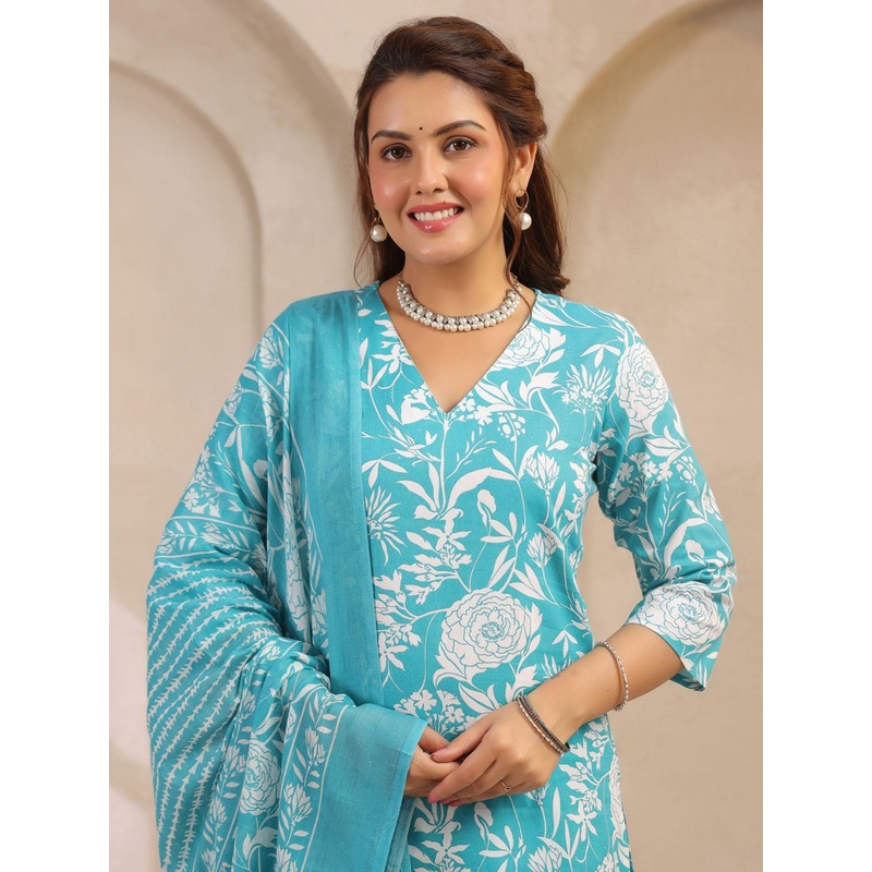 Anouk Rustic Women Floral Printed Cotton Kurta with Trousers & Dupatta