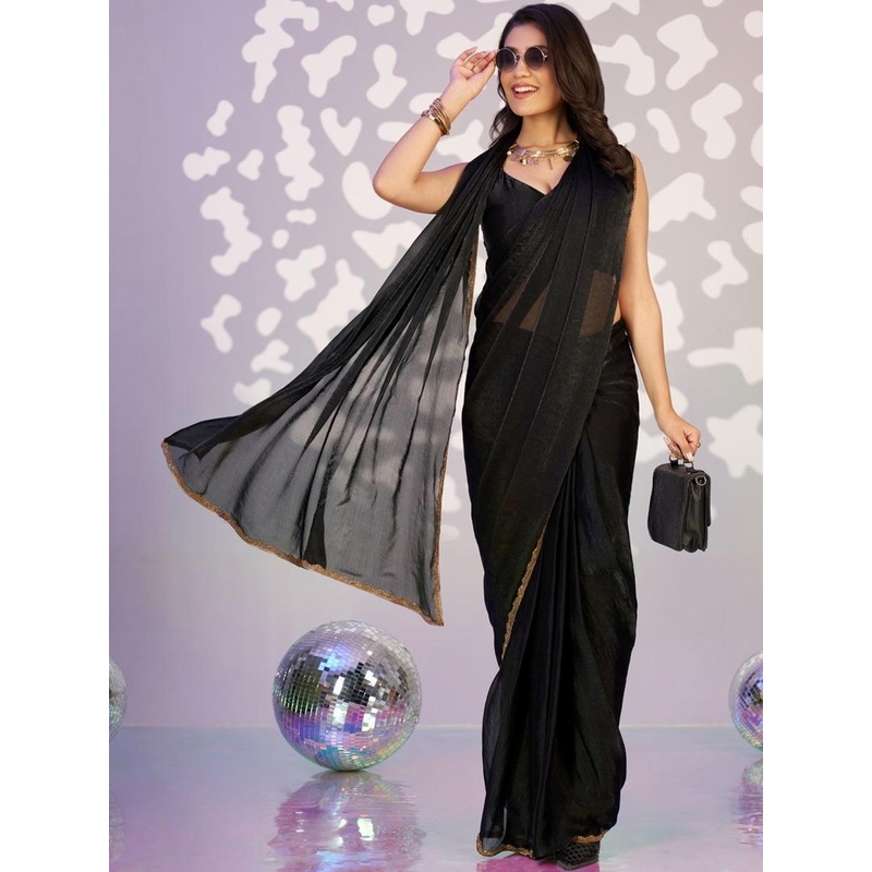 HERE&NOW Zari Pure Crepe Ready to wear Saree