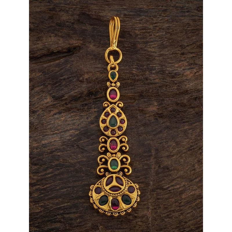 Kushal’s Fashion Jewellery Gold-Plated Stone-Studded Maangtikka