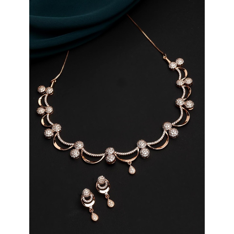 PANASH Gold-Plated CZ-Studded Jewellery Set