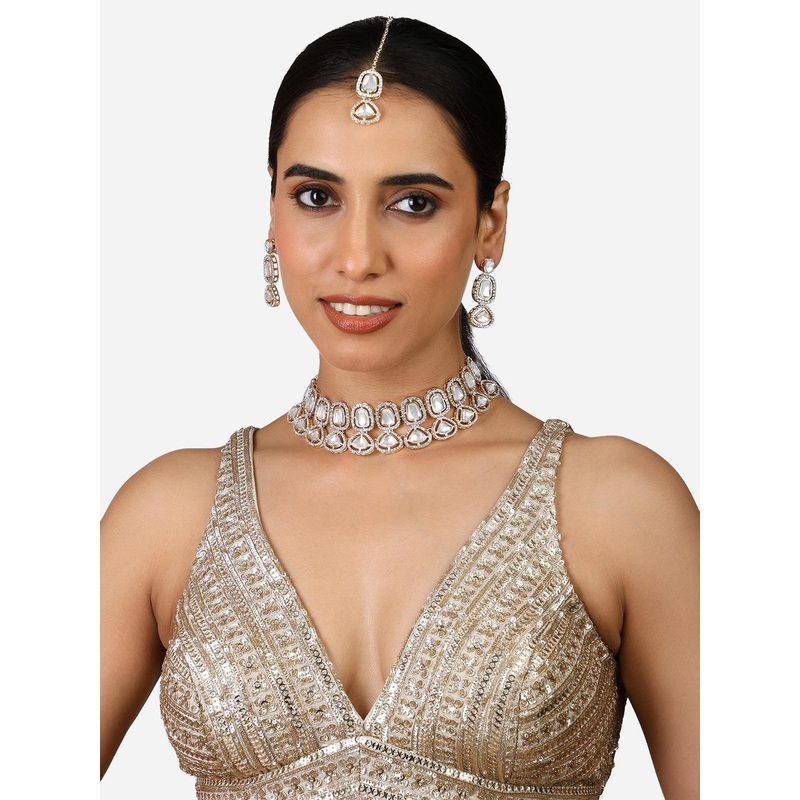 Zaveri Pearls Gold Plated AD  Studded Jewellary Set
