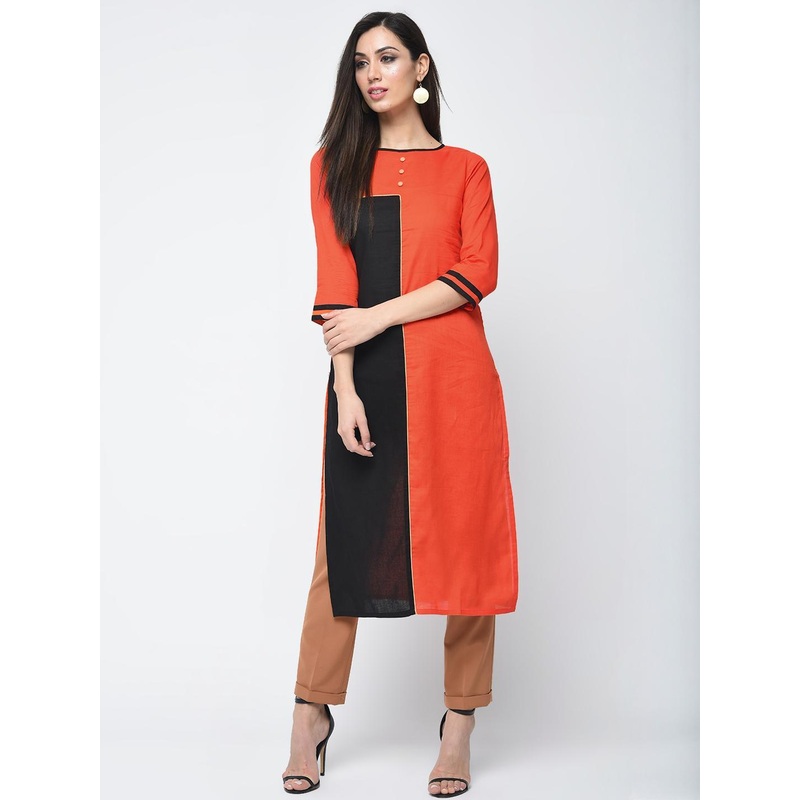 ANIYAH Women Colourblocked Straight Kurta