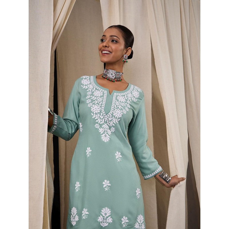 Anouk Floral Embroidered Thread Work Thread Work Short Kurti